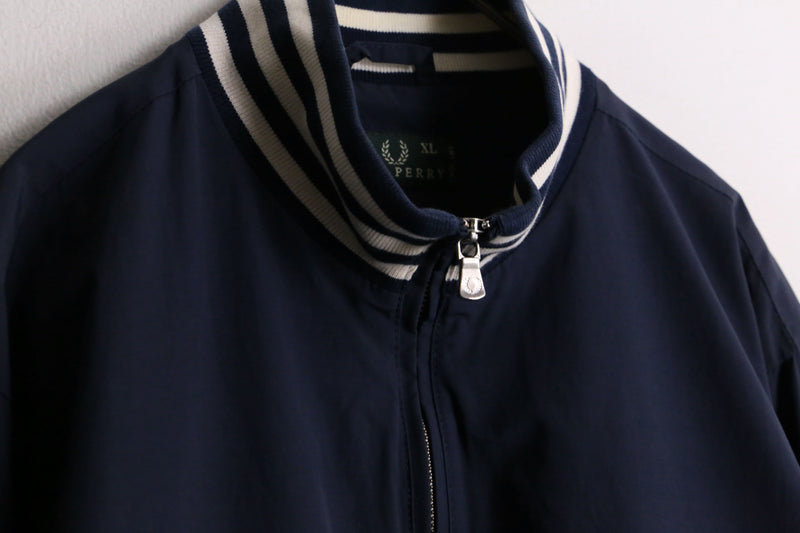 “FRED PERRY” navy nylon track jacket