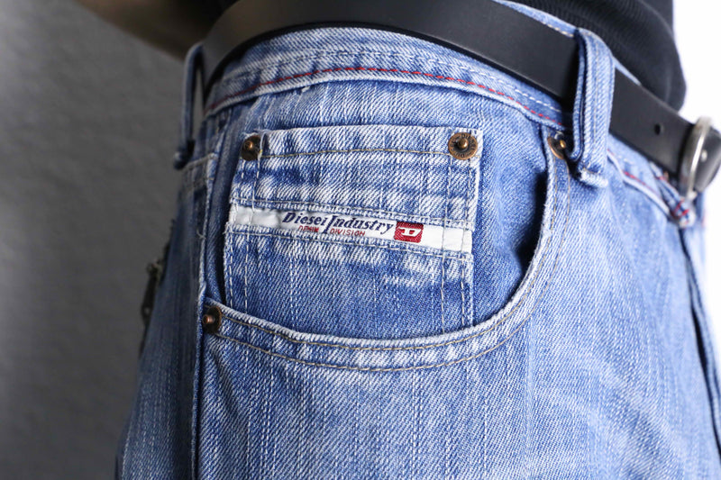 "DIESEL” wide straight wash denim pants