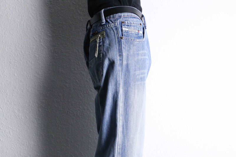 "DIESEL” wide straight wash denim pants