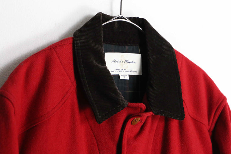 red base corduroy collar jacket