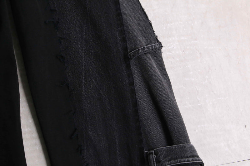 remake "再構築" black color 3docking flare denim pants