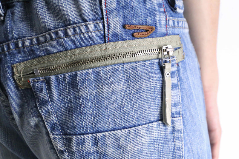 "DIESEL” wide straight wash denim pants
