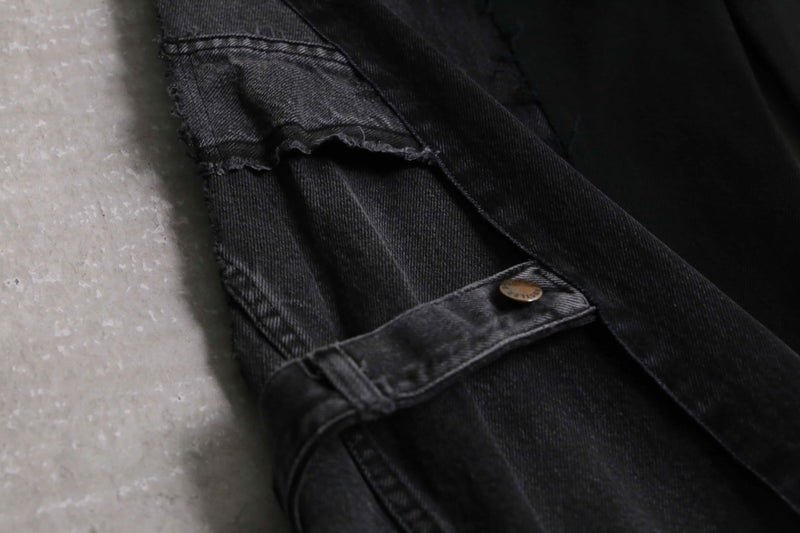 remake "再構築" black color 3docking flare denim pants