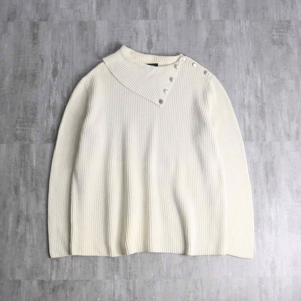 “Lauren Ralph Lauren” asymmetry shoulder button knit