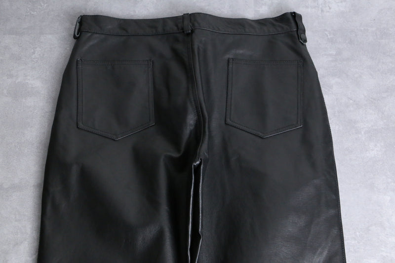 black leather tapered loose pants