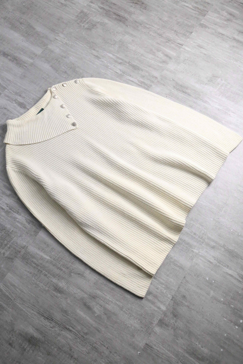 “Lauren Ralph Lauren” asymmetry shoulder button knit