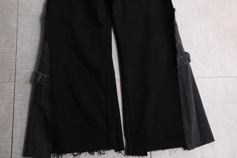 remake "再構築" black color 3docking flare denim pants