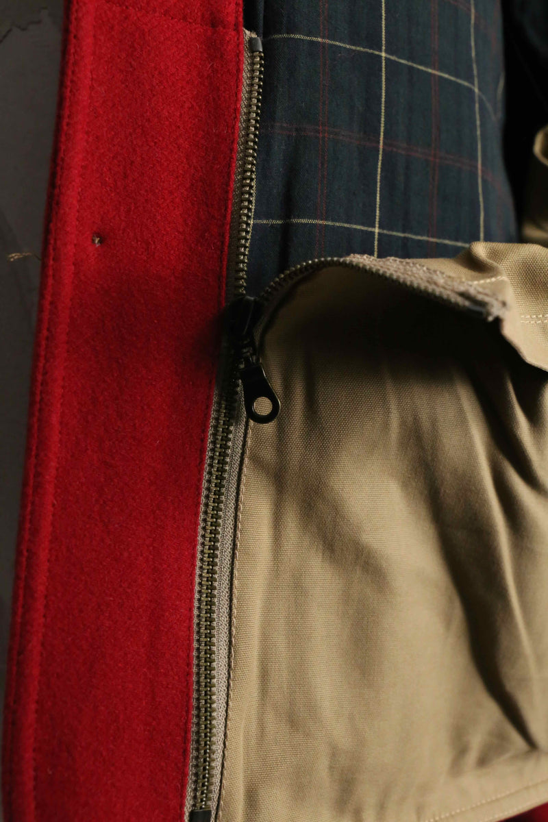 red base corduroy collar jacket