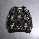 1990s rammy cotton hand knitting botanical pull