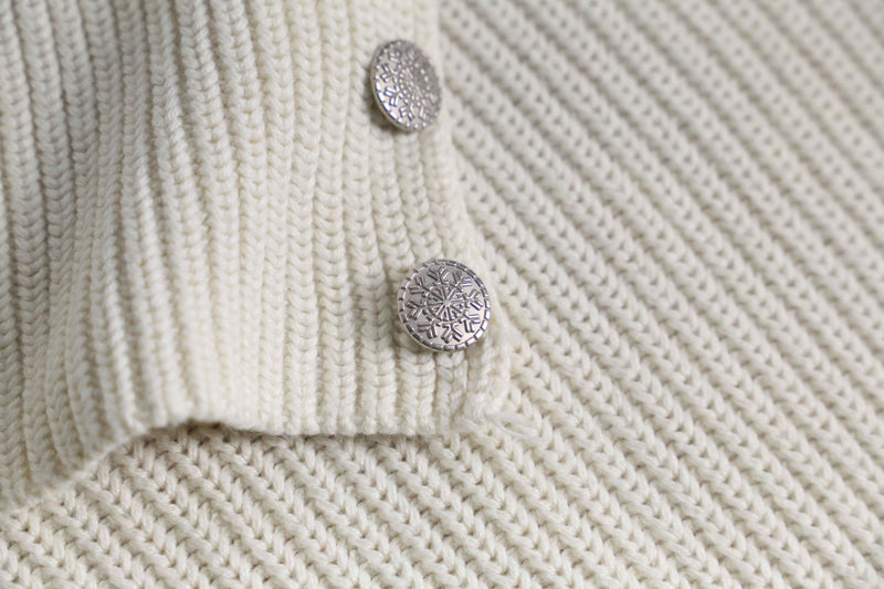 “Lauren Ralph Lauren” asymmetry shoulder button knit