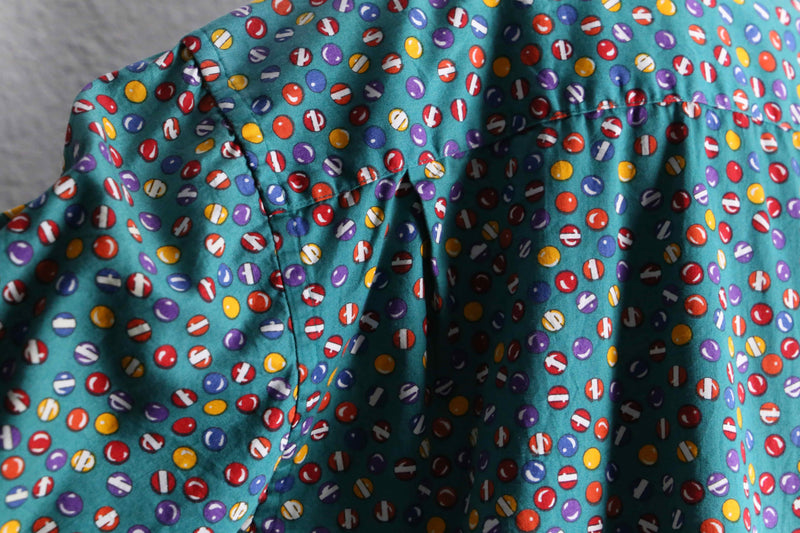 emerald green base marble design s/s button down shirt