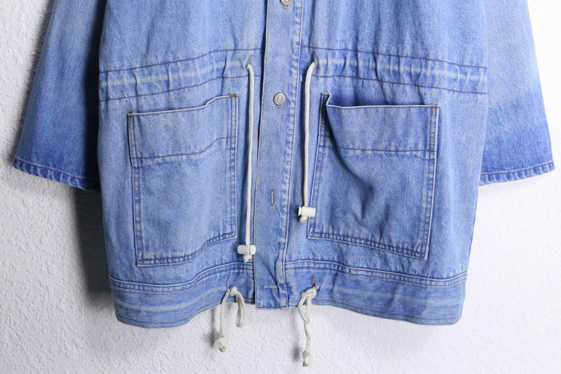 denim hoodie coverall jacket