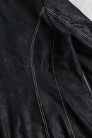 black stitch design leather single tailored jacket