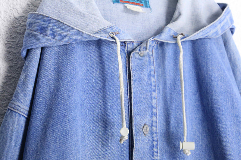 denim hoodie coverall jacket