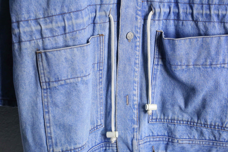 denim hoodie coverall jacket