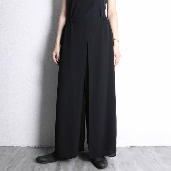 black sheer layered easy pants