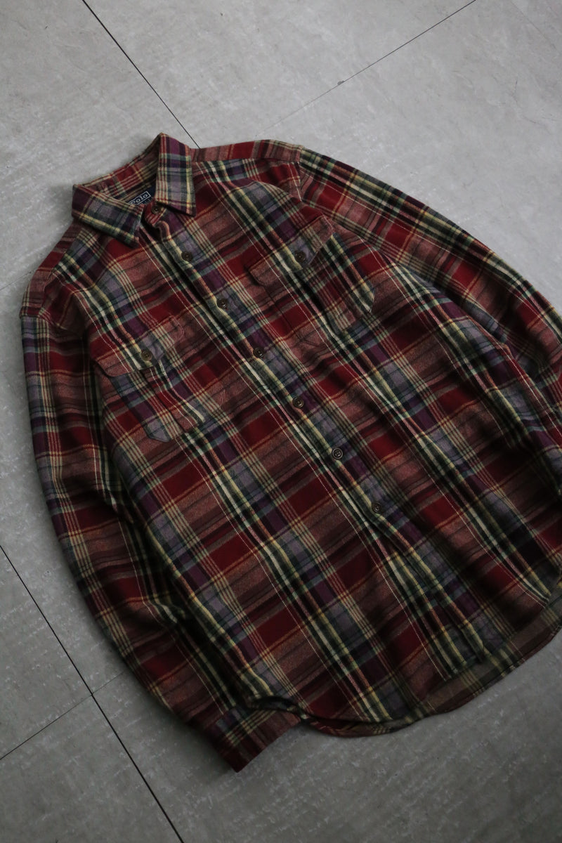 1990s polo by RL check cotton nel shirt