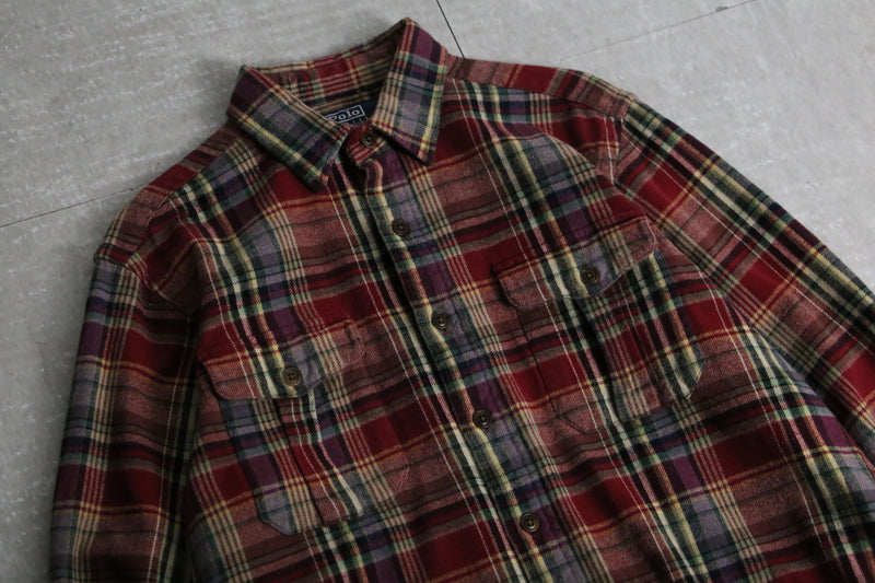 1990s polo by RL check cotton nel shirt