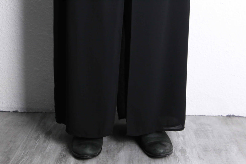 black sheer layered easy pants