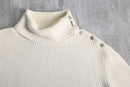 “Lauren Ralph Lauren” asymmetry shoulder button knit