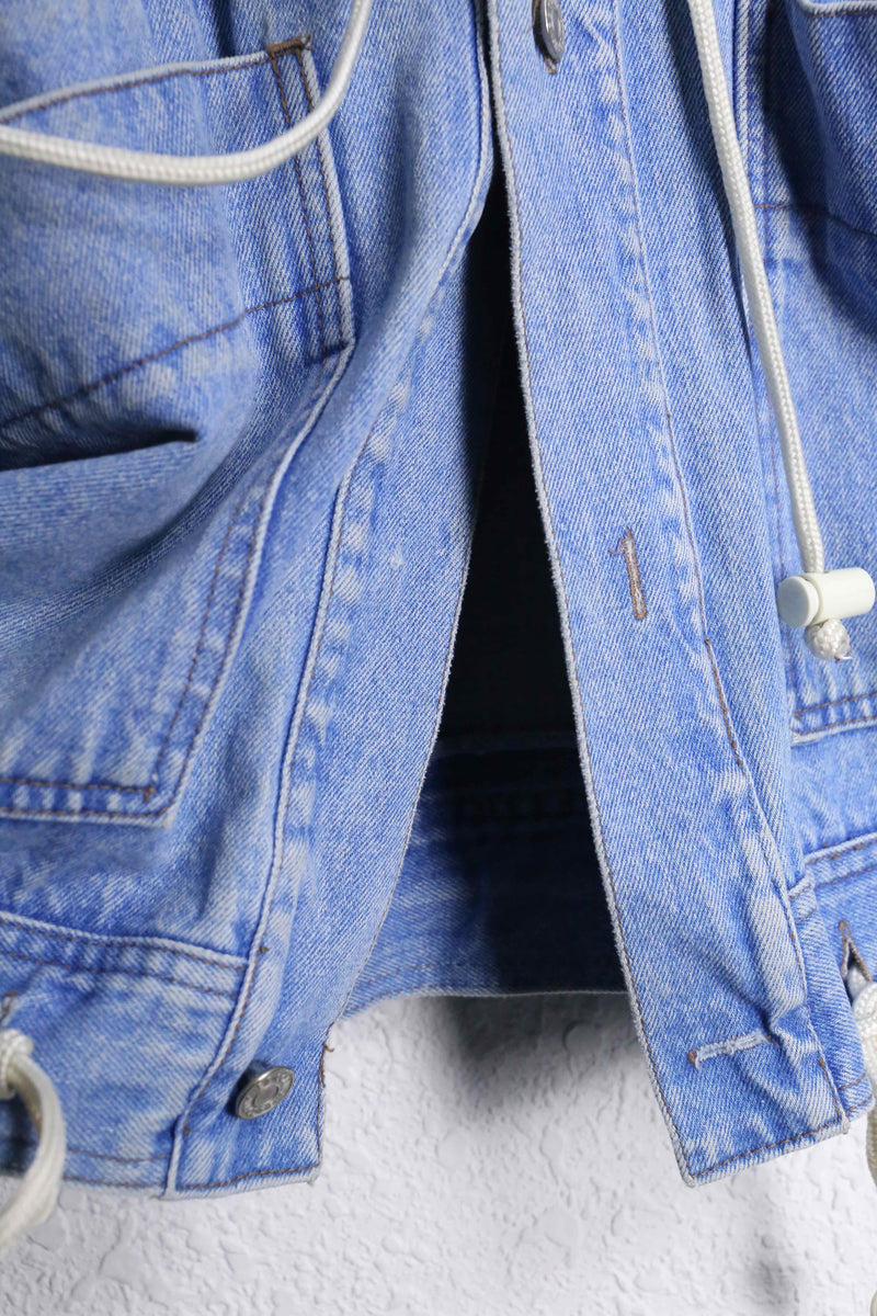 denim hoodie coverall jacket