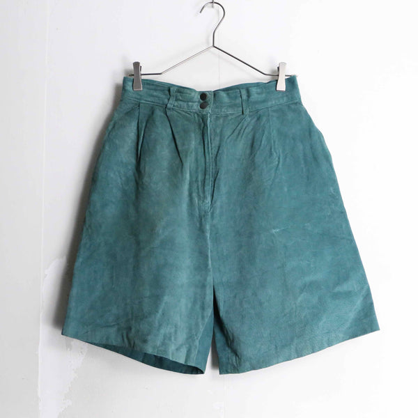 emerald green color suede short pants