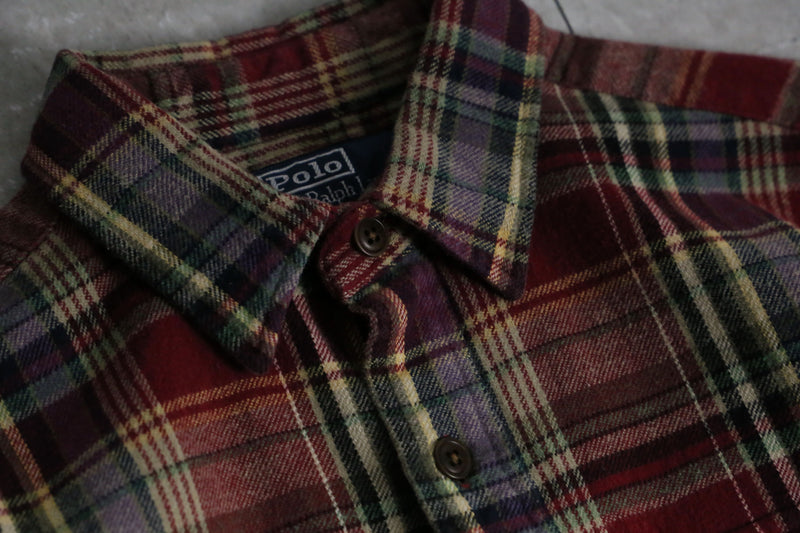 1990s polo by RL check cotton nel shirt