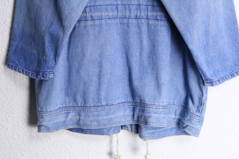 denim hoodie coverall jacket