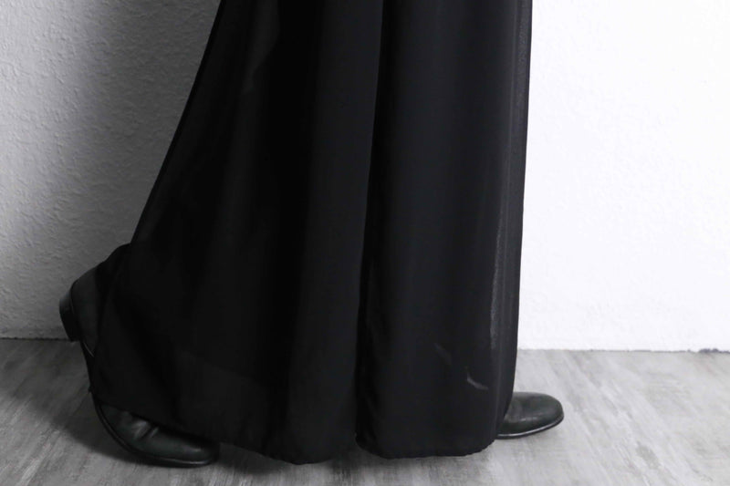 black sheer layered easy pants