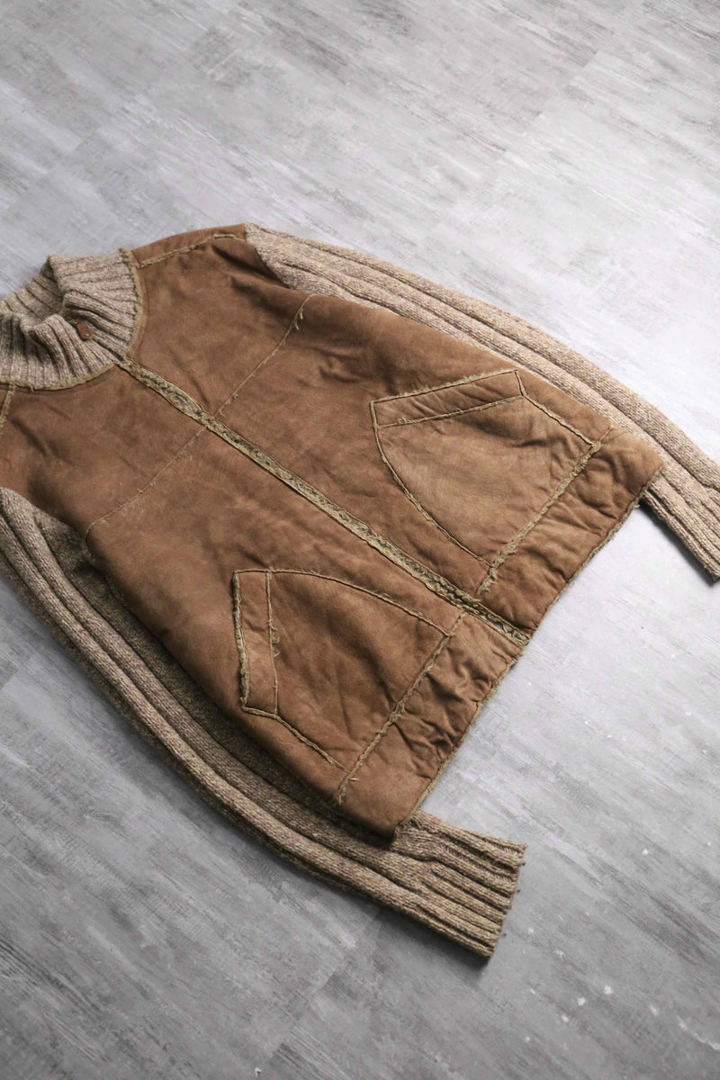 "Marlboro Classics" fake leather × knit switch design jacket