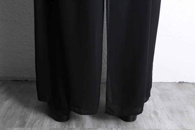black sheer layered easy pants