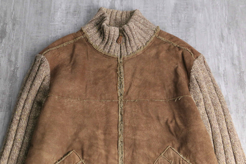 "Marlboro Classics" fake leather × knit switch design jacket