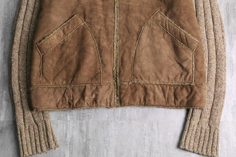 "Marlboro Classics" fake leather × knit switch design jacket