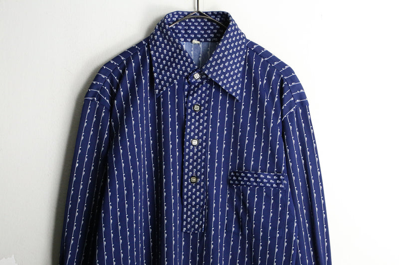 70’s geometric stripe L/S polo shirt