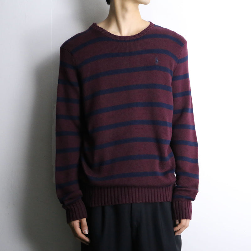 “Polo by RL” bordeaux boarder design cotton knit