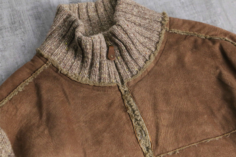 "Marlboro Classics" fake leather × knit switch design jacket