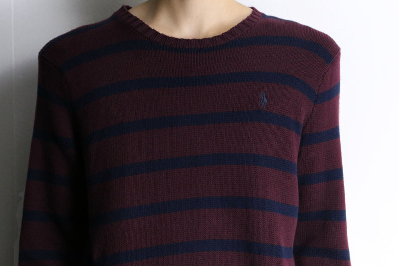 “Polo by RL” bordeaux boarder design cotton knit