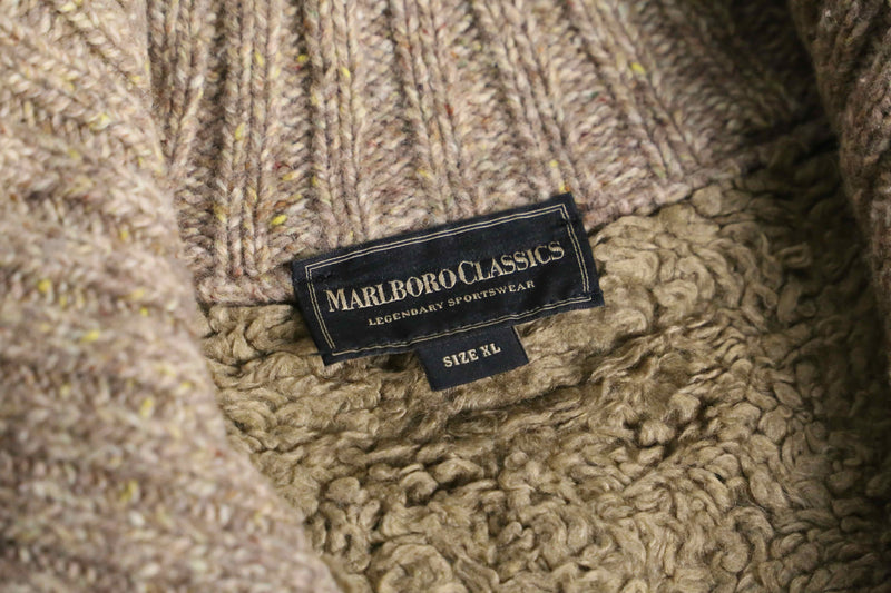 "Marlboro Classics" fake leather × knit switch design jacket