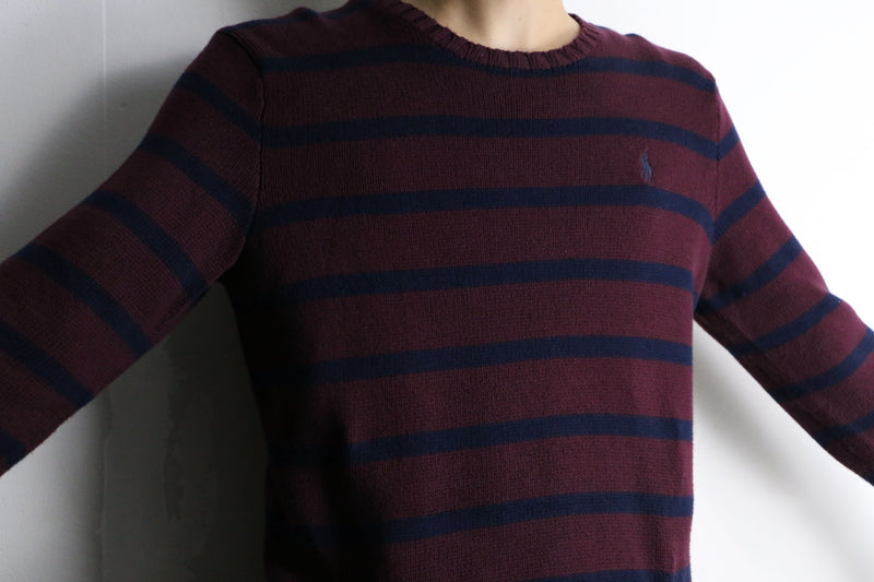 “Polo by RL” bordeaux boarder design cotton knit