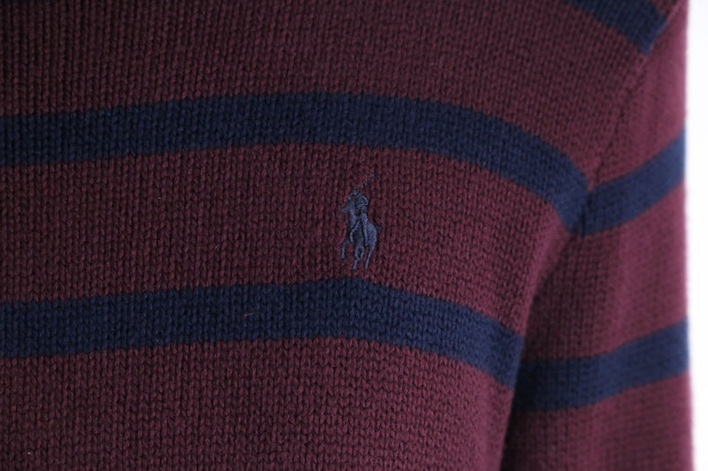 “Polo by RL” bordeaux boarder design cotton knit