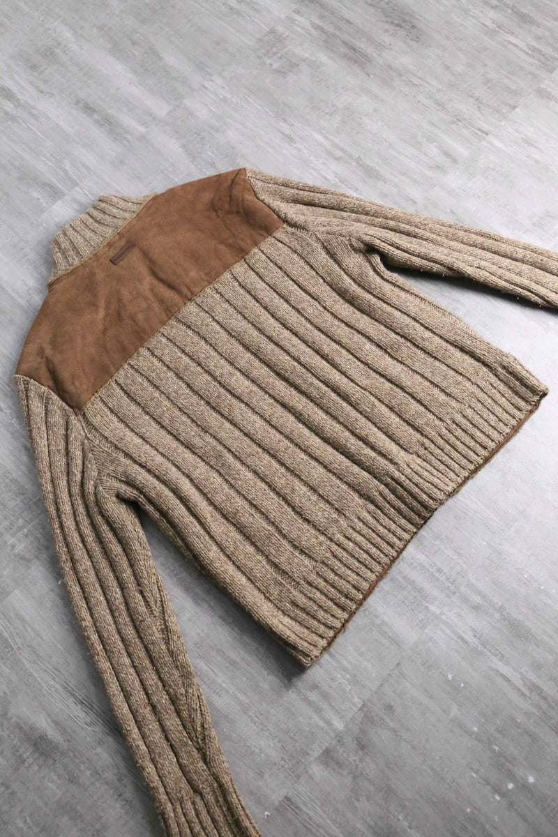 "Marlboro Classics" fake leather × knit switch design jacket