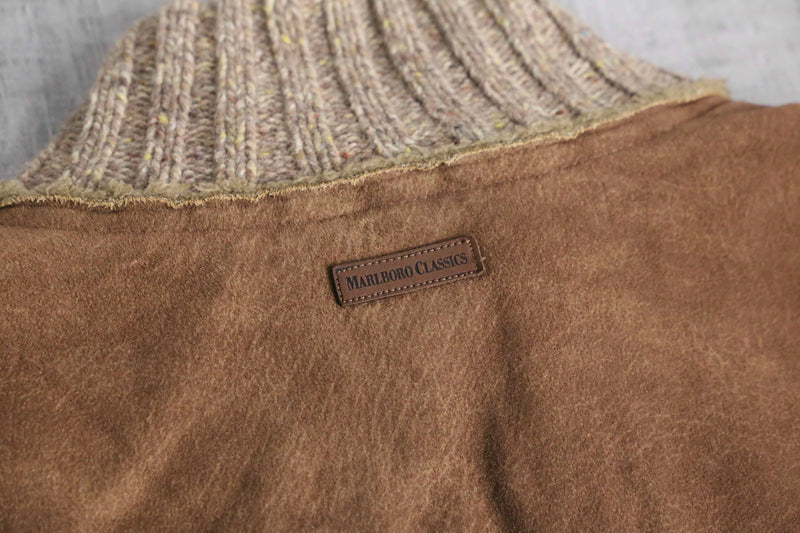 "Marlboro Classics" fake leather × knit switch design jacket