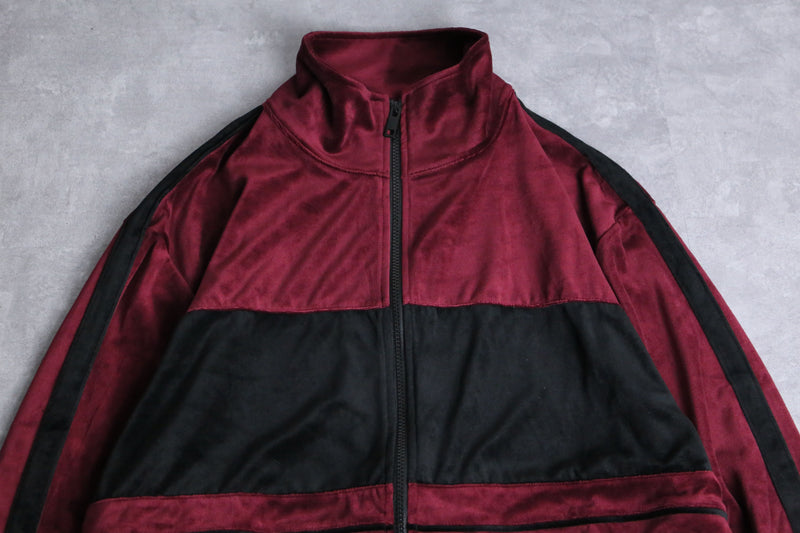 gloss bordeaux velour track jacket set up