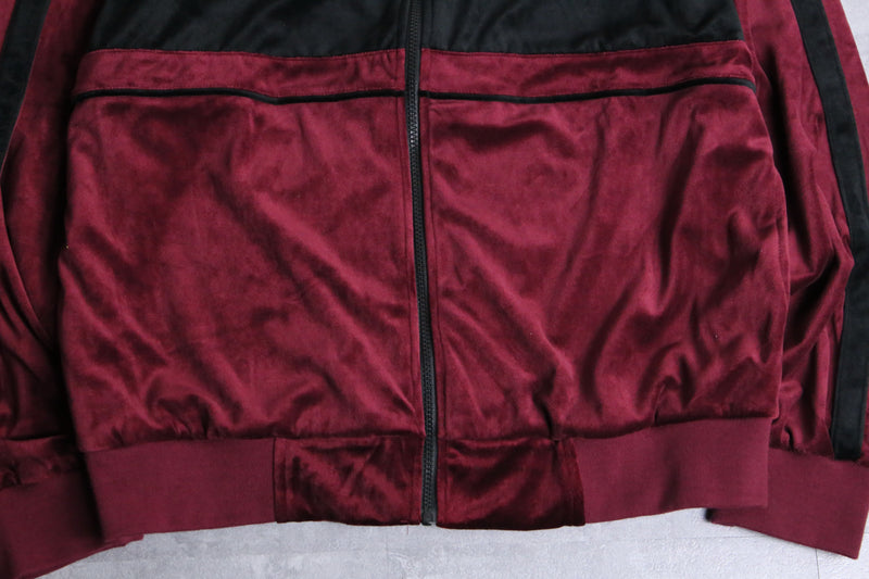 gloss bordeaux velour track jacket set up