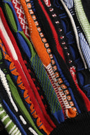 multi color stripe crew neck loose 3D knit