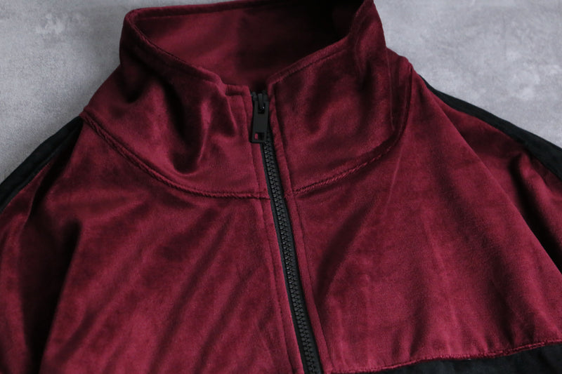 gloss bordeaux velour track jacket set up