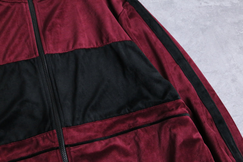 gloss bordeaux velour track jacket set up