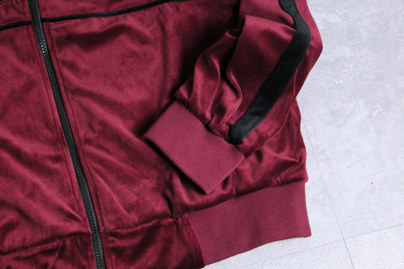 gloss bordeaux velour track jacket set up