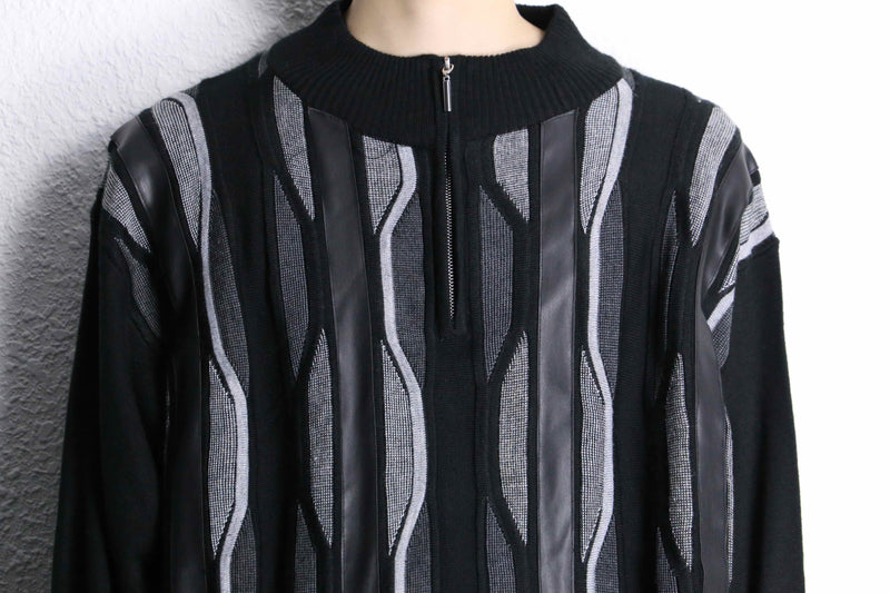 monochrome tones geometric stripes zip up