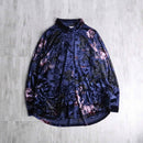 shiny blue total pattern velour shirt